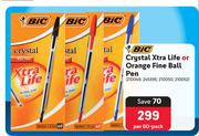 BIC Crystal Xtra Life Or Orange Fine Ball Pen-Per 60-Pack