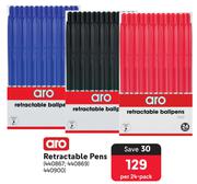 Aro Retractable Pens-Per 24-Pack