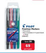 Pilot Fineliner Markers 296487-Per 4-Pack