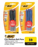 BIC Clic Medium Ball Pens-Per 7-Pack