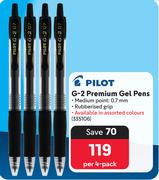 Pilot G-2 Premium Gel Pens 335106-Per 4-Pack