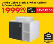 Zebra Black & White Cabinet & Concept Basin Combo