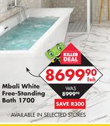 Mbali White Free-Standing Bath 1700
