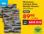 Glamorous Interlock Glass Metallic Mosaics 300 x 300mm-Per Sheet