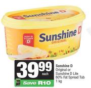 Sunshine D Original Or Sunshine D Lite 60% Fat Spread Tub-1Kg Each