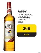 Paddy Triple Distilled Irish Whiskey-750ml Each