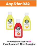Robertsons Essence Or Food Colourant Assorted-For Any 3 x 40ml