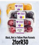 Black, Red Or Yellow Plum Punnets-For 2