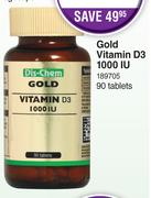 Gold Vitamin D3 1000 IU-For 2 x 90 Tablets