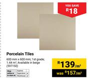 Porcelain Tiles-600mm x 600mm Per Sqm