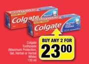 Colgate Toothpaste Maximum Protection, Gel, Herbel Or Herbel White)-For Any 2 x 100ml