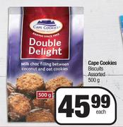 Cape Cookies Double Delight Biscuits Assorted-500g Each