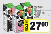 First Choice Milki Flavoured Full Cream Milk Assorted-For Any 3 x 250ml