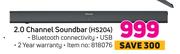 Hisense 2.0 Channel Soundbar HS204