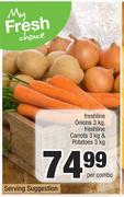 Spar Freshline Onions 3Kg, Freshline Carrots 3Kg & Potatoes 3Kg-Per Combo
