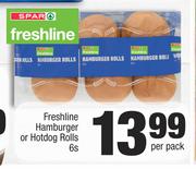 Spar Freshline Hamburger Or Hotdog Rolls-6s Per Pack
