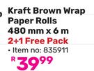 Kraft Brown Wrap Paper Rolls 480mm x 6m 2+1 Free Pack (835911)