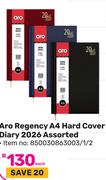 Aro Regency A4 Hard Cover Diary 2026 Assorted (850030863003/1/2)-Each