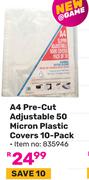A4 Pre Cut Adjustable 50 Micron Plastic Covers 10 Pack (835946)