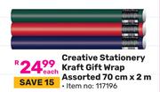 Creative Stationery Kraft Gift Wrap Assorted 70cm x 2m (117196)-Each