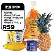 Fruit Combo(Paw Paw, 1 Banana Thriftpack, 1 Orange Thriftpack 1 kg,1 Pineapple & Blueberry Tub 125g)