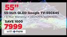 22TCL 55" QLED Google TV 55C645