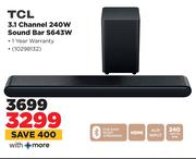 TCL 3.1 Channel 240W Sound Bar S643W 