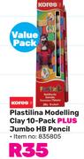 Kores Plastilina Modelling Clay 10-Pack Plus Jumbo HB Pencil
