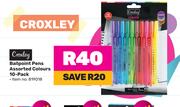 Croxley Ballpoint Pens 10 Pack Assorted Colours