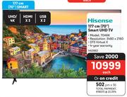 Hisense 70" (177cm) Smart UHD TV 70A6K