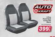 Auto Kraft 2 Pce Front Seat Cover Set Black FED.EXP60FBLK-Per Set