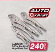 Auto Kraft 3 Pce Locking Grip Pliers Set FED.AKM90525-Per Set