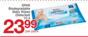 SPAR Biodegradable Baby Wipes-72's Per Pack 