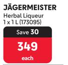 Jagermeister Herbal Liqueur-1L Each