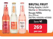 Brutal Fruit Ruby Apple, Litchi Seche Or Strawberry Rouge NRBs-24 x 275ml Per Case