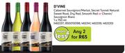 D'Vine Cabernet Sauvignon/Merlot,Secret Tunnel Natural Sweet Rose,Dry Red,Smooth Red-For 2 x 750ml