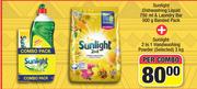 Sunlight Dishwashing Liquid 750ml,Laundry Bar 500g Banded Pk + 2 In 1 Handwashing Powder3kg-PerCombo