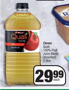 Clover Quali 100% Fruit Juice Blend (Assorted)-2Ltr Each