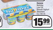 Danone Nutriday Low Fat Smooth Yoghurt (Assorted)-6 x 100ml Per Pack