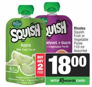 Rhodes Squish Fruit Or Vegetable Puree Assorted-For 2 x 110ml