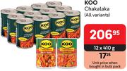   Koo Chakalaka (All Variants)-12 x 410g