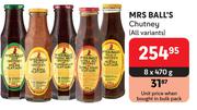 MRS BALL's Chutney (All Variants)-8 x 470g