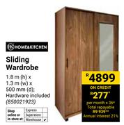 Home & Kitchen Sliding Wardrobe 1.8m (h) x 1.3m (w) x 500mm (d) (850021923)