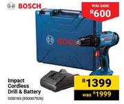 Bosch Impact Cordless Drill & Battery GSB183 850007926