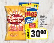 Willards Cheese Curls Or Flings Original Maize Snack-For 2 x 150g