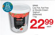 Spar Low Fat, Fat Free Or Double Cream Yoghurt (Selected)-1Kg Each
