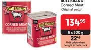 Bull Brand Corned Meat Original Only-6 x 300g