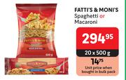 Fatti's & Moni's Spaghetti Or Macaroni-20 x 500g