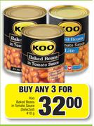 Koo Baked Beans In Tomato Sauce (Selected)-3 x 410g