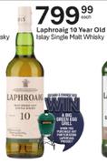 Laphroaig 10 Year Old Islay Single Malt Whisky-Each